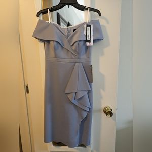 Xscape Strapless Dress in Light Blue